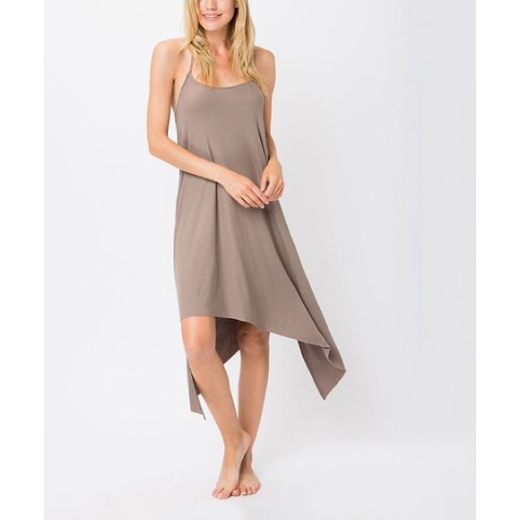 Cozy Casual Asymmetrical Hem Halter Dress in Brown, Sz. S - Picture 7 of 11